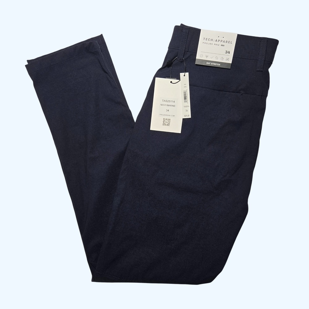 NEW Projek Raw Tech Apparel Mens 34 Navy Marine Dri:Flex Stretch Pants TAS25114
